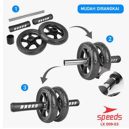 SPEEDS Ab Wheel / Double Wheel / Alat Push Up Stand Bar Alat Gym / Alat Sit Up / Abdominal Roller 009-3