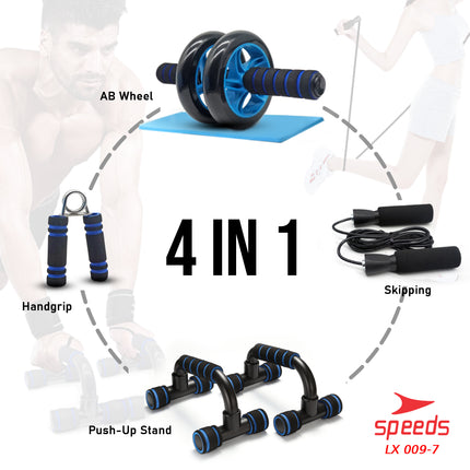 SPEEDS Ab Wheel Set Ab Wheel / Ab Roller / Alat Push Up  Stand Bar Alat Gym / Abdominal Roller Double Wheel 009-7