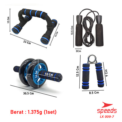 SPEEDS Ab Wheel Set Ab Wheel / Ab Roller / Alat Push Up  Stand Bar Alat Gym / Abdominal Roller Double Wheel 009-7