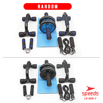 SPEEDS Ab Wheel Set Ab Wheel / Ab Roller / Alat Push Up  Stand Bar Alat Gym / Abdominal Roller Double Wheel 009-7