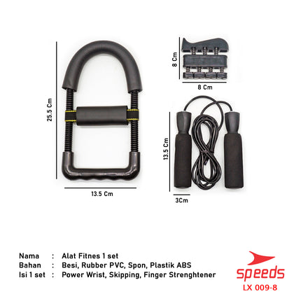 SPEEDS Alat Fitness Handgrip Set 4in1 Exercise Power Wrist Skipping Olahraga Alat Fitness Gym Satu Set 009-8