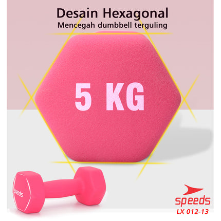 SPEEDS Dumbell Barbel Vinyl cewek matrass yoga ball yoga mat gym Neoprene Barbel Mini 5kg 012-13