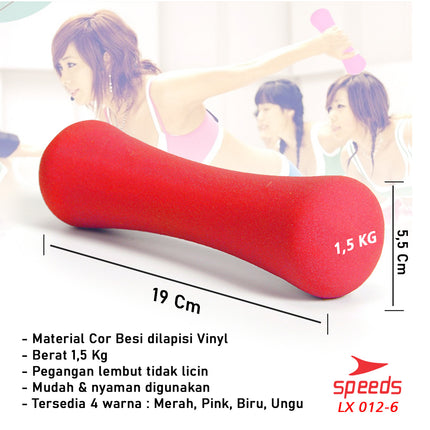 SPEEDS Dumbell Barbel Vinyl cewek matrass yoga ball yoga mat gym Neoprene Barbel Mini 012-6 3 kg