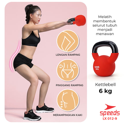 SPEEDS Dumbell Barbel Kettle Vinyl Alat Gym untuk Membuat Otot Tangan yoga 012-9 6kg
