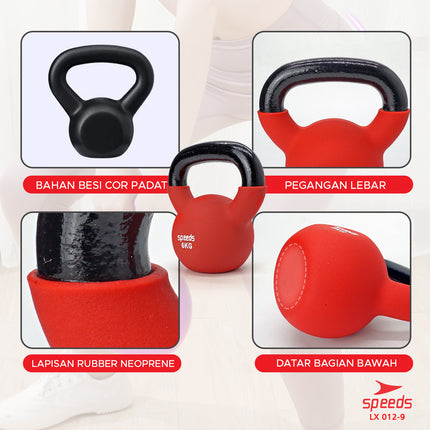 SPEEDS Dumbell Barbel Kettle Vinyl Alat Gym untuk Membuat Otot Tangan yoga 012-9 6kg