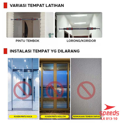 SPEEDS Pull Up Bar Door Bar Chin Up Bar Tiang Pull Up Alat Olahraga Pintu Gym Fitness 013-10