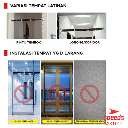 SPEEDS Pull Up Bar Chin Up Bar Tiang Pull Up Pintu Rumah Gym Alat Fitness Olahraga Portable 013-11