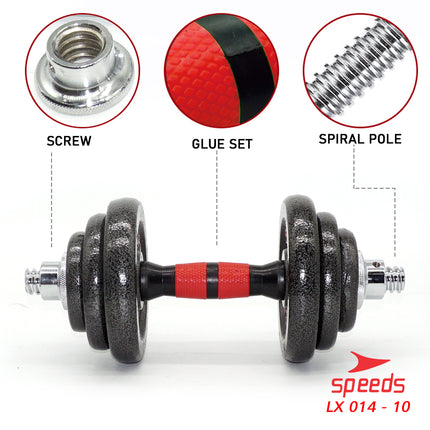 SPEEDS Dumbell Barbel Set 20Kg Tiang Angkat Beban Besi Dumbbell Stainless Barbell Gym 20 Kg 014-10