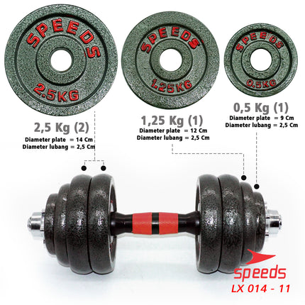SPEEDS Dumbel Barbel Set 30Kg Tiang Angkat Beban Besi Stainless 30 Kg LX 014-11