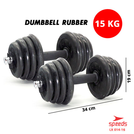 SPEEDS DUMBELL BARBEL SET 15 KG Alat Olahraga Angkat Beban Besi SET 014-16