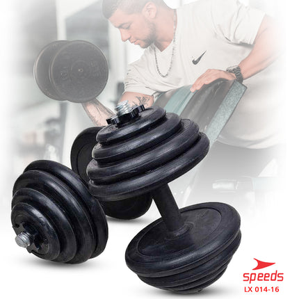 SPEEDS DUMBELL BARBEL SET 15 KG Alat Olahraga Angkat Beban Besi SET 014-16