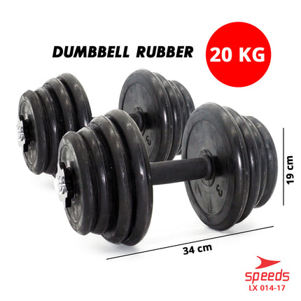 SPEEDS DUMBELL Karet 20kg BARBEL Set Max tiang angkat beban fitness 014-17