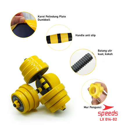 SPEEDS Dumbel Barbel Set Max 20kg Dumbell Dumble Alat Fitness 2 Pcs LX 014-2
