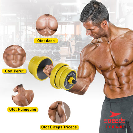 SPEEDS Dumbel Barbel Set Max 20kg Dumbell Dumble Alat Fitness 2 Pcs LX 014-2