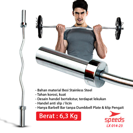 SPEEDS Stick Barbell 120 cm Stick Dumbell BAR EZ Curl Bar Olimpiade Fitness Gym Tongkat Barbel 014-23