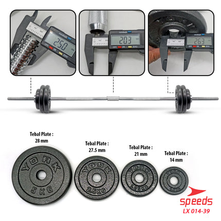 SPEEDS Dumbel Barbel Set 50Kg Tiang Angkat Beban Besi Stainless 50 Kg Alat Olahraga Fitness 014-39