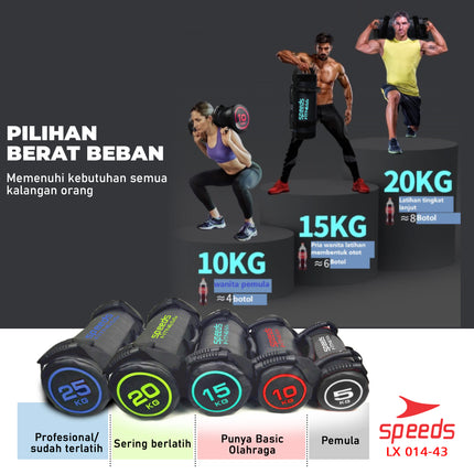 SPEEDS Power Sand Bag Power Bag Pemberat Tubuh 15Kg Tas Pasir Untuk Gym dan Fitness 014-43