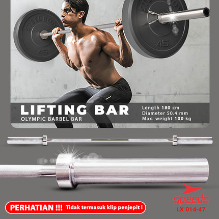 SPEEDS Stick Barbel 180cm Stick Dumbell Bar Straight Olympic Fitness Gym Tongkat Barbel 014-47