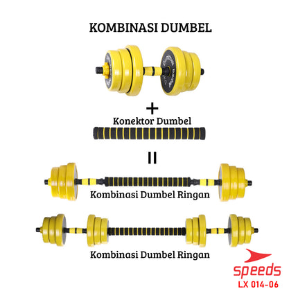 SPEEDS Dumbell Barbel Set 30Kg Tiang Angkat Beban Besi Rubber 30Kg Alat Gym Fitness 014-6