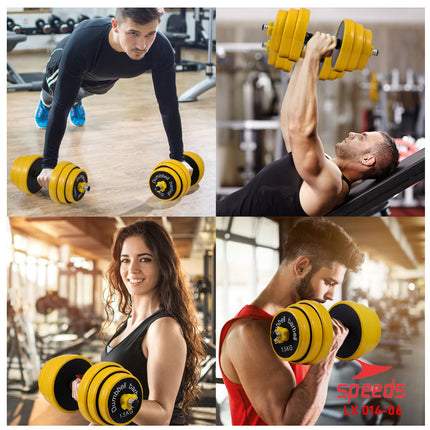 SPEEDS Dumbell Barbel Set 30Kg Tiang Angkat Beban Besi Rubber 30Kg Alat Gym Fitness 014-6