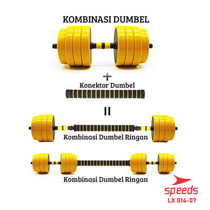 SPEEDS Dumbell Barbel Set 40Kg Tiang Angkat Beban Besi Rubber 40 Kg Olahraga Gym Fitness 014-7