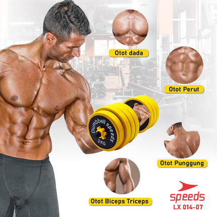 SPEEDS Dumbell Barbel Set 40Kg Tiang Angkat Beban Besi Rubber 40 Kg Olahraga Gym Fitness 014-7