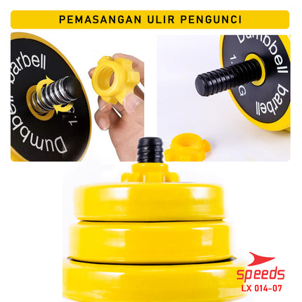 SPEEDS Dumbell Barbel Set 40Kg Tiang Angkat Beban Besi Rubber 40 Kg Olahraga Gym Fitness 014-7
