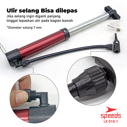 SPEEDS Pompa Angin Manual Plus Jarum Untuk Bola Basket Sepak Futsal Volly Pump Ball 016-1