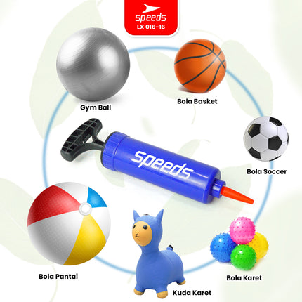 SPEEDS Pompa Sepeda Pompa Bola / Pompa Ban Air Hand Pump Baloon Multifungsi Pompa Angin 016-16