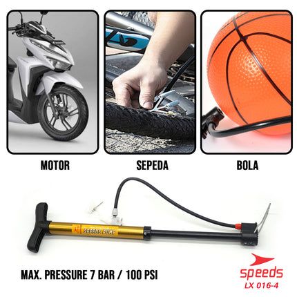 SPEEDS Pompa Angin Mini Ban Sepeda Motor / Ban sepeda / Bola Pump Mini Serbaguna 016-4