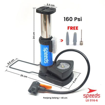 SPEEDS Mini Foot Pump Portable High Pressure-Pompa Angin Kaki Untuk ban mobil, motor 016-6