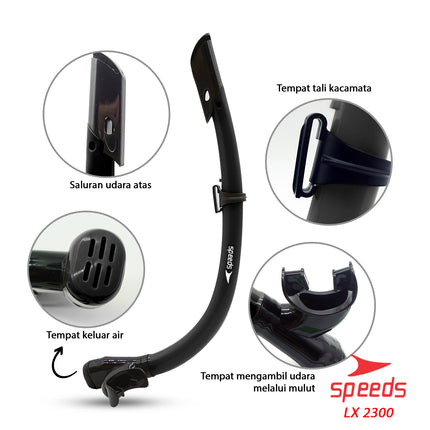 SPEEDS SNORKEL SNORKLING ALAT SELAM DIVING KARET MASK SNORKLE SET KACAMATA RENANG 017-2300