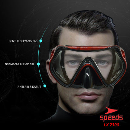SPEEDS SNORKEL SNORKLING ALAT SELAM DIVING KARET MASK SNORKLE SET KACAMATA RENANG 017-2300