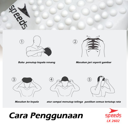 SPEEDS Topi Renang Swimcap Pelindung Telinga Unisex Bahan Silikon Karet Ringan Elastis Anti Air 2602