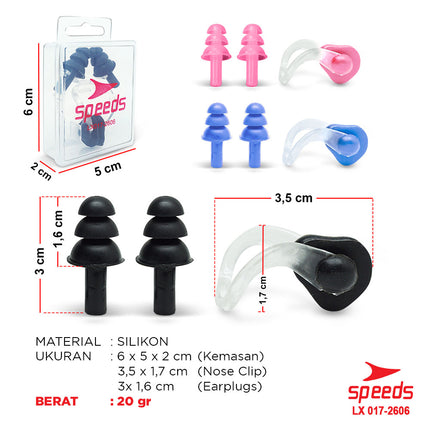 SPEEDS Clip Klip Nose Klip Penutup Hidung Penyumbat Telinga Renang Diving 017-2606