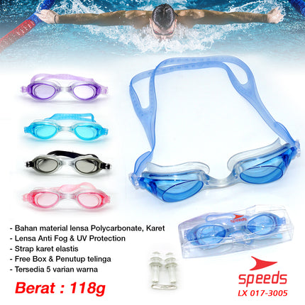 SPEEDS Kacamata renang anak Dewasa Remaja ANTI FOG & UV PROTECTION 017-3005