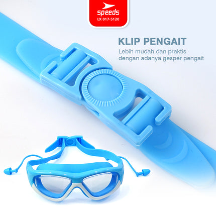SPEEDS Kacamata Renang Built-In Earplug Anak Elastis Anti FOG UV Kids Swimming Glasses Goggles Perlengkapan Renang 017-5120