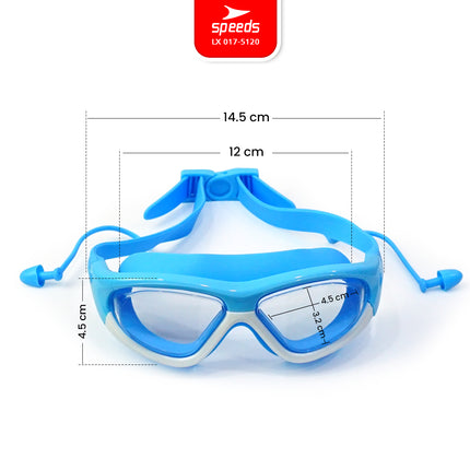 SPEEDS Kacamata Renang Built-In Earplug Anak Elastis Anti FOG UV Kids Swimming Glasses Goggles Perlengkapan Renang 017-5120