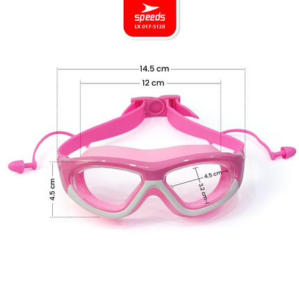 SPEEDS Kacamata Renang Built-In Earplug Anak Elastis Anti FOG UV Kids Swimming Glasses Goggles Perlengkapan Renang 017-5120