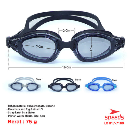 SPEEDS Kacamata Renang Dewesa Swimming Goggles Anti Fog & UV Shield 017-7100