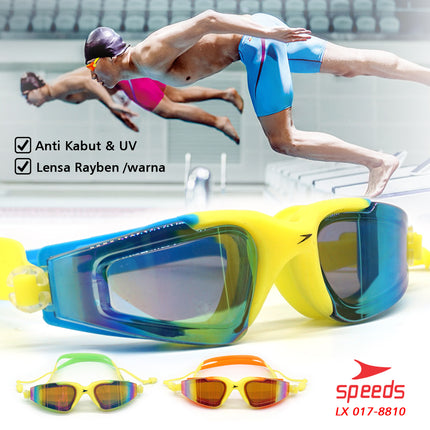 SPEEDS Kacamata Renang Dewasa Anti Fog & UV + Earplug Kacamata Renang Universal LX 017-8810