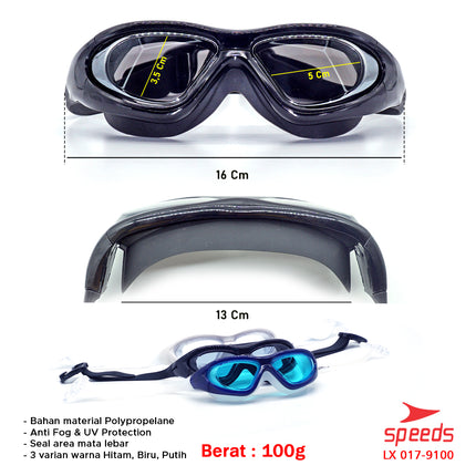 SPEEDS Kacamata Renang Dewasa  Swimming Goggles Antifog &UV Shield 017-9100