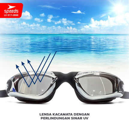SPEEDS Kacamata Renang Dewasa Diving Anti Fog & Uv Protect With Ear Protect Original 017-S866