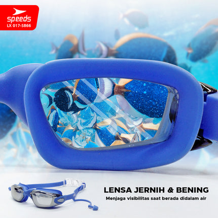 SPEEDS Kacamata Renang Dewasa Diving Anti Fog & Uv Protect With Ear Protect Original 017-S866
