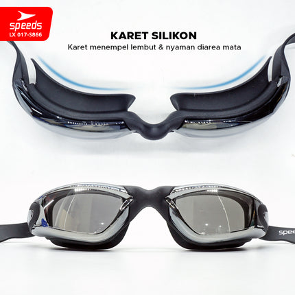 SPEEDS Kacamata Renang Dewasa Diving Anti Fog & Uv Protect With Ear Protect Original 017-S866