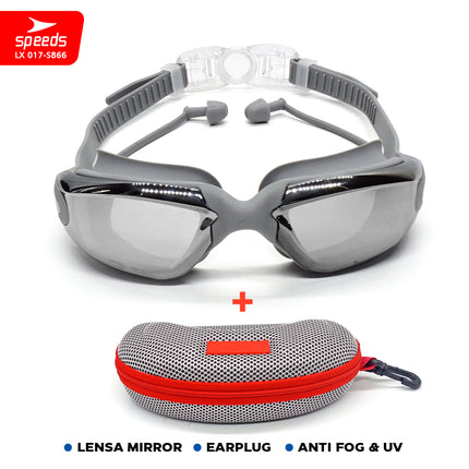 SPEEDS Kacamata Renang Dewasa Diving Anti Fog & Uv Protect With Ear Protect Original 017-S866