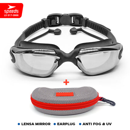 SPEEDS Kacamata Renang Dewasa Diving Anti Fog & Uv Protect With Ear Protect Original 017-S866