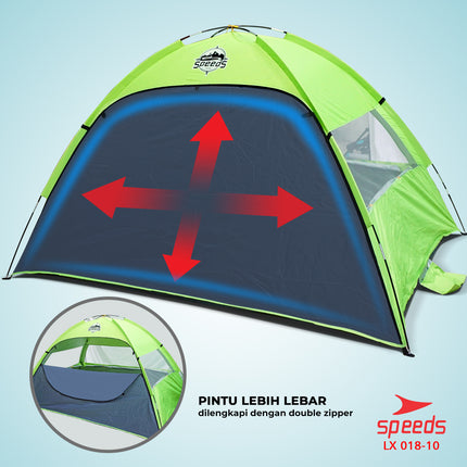 SPEEDS Tenda Camping Gunung Mendaki terbuka otomatis untuk 3-4 Orang Tenda Piknik 018-10