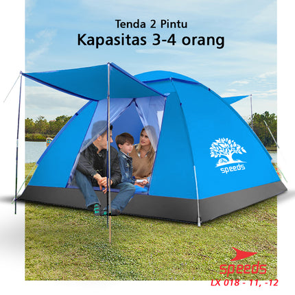 SPEEDS Tenda Camping Family Otomatis Piknik Gunung Mendaki 3-4 Orang Dengan Alas Anti Air 018-11