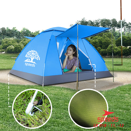 SPEEDS Tenda Camping Family Otomatis Piknik Gunung Mendaki 3-4 Orang Dengan Alas Anti Air 018-11